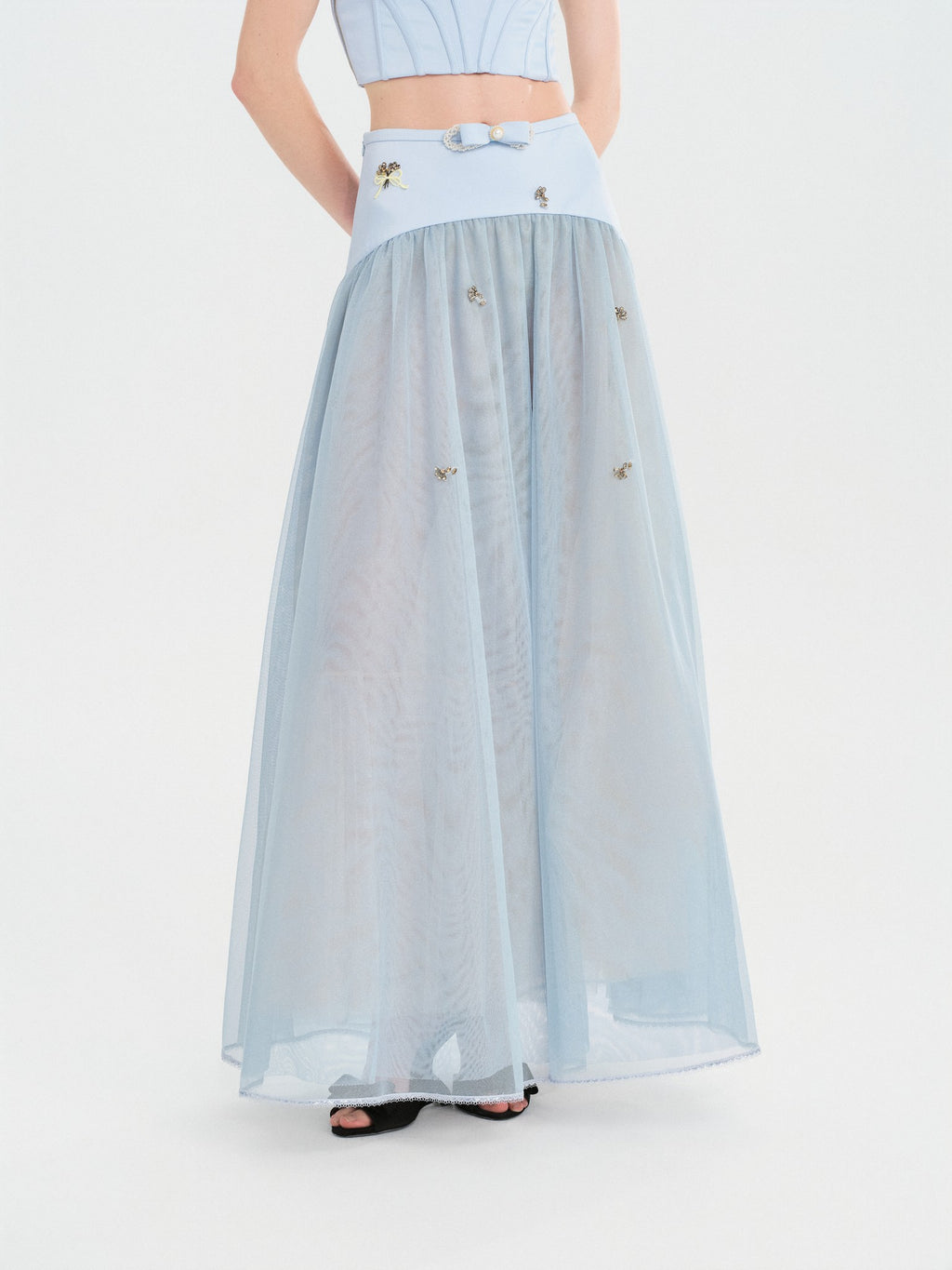 Rue Cambon Blue Bow Socialite Skirt lookbook
