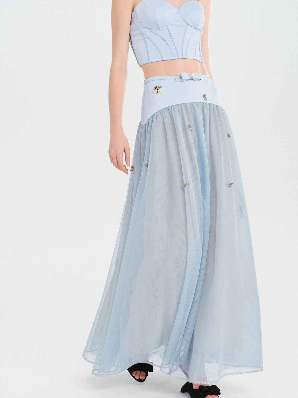 Rue Cambon Blue Bow Socialite Skirt lookbook