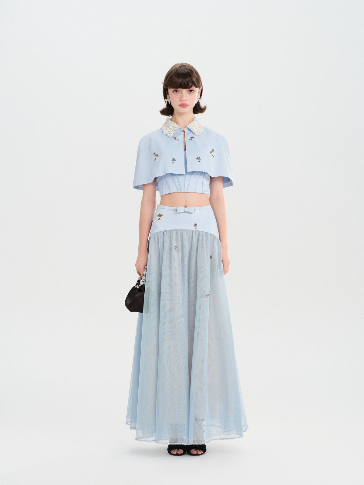 Rue Cambon Blue Bow Socialite Skirt lookbook