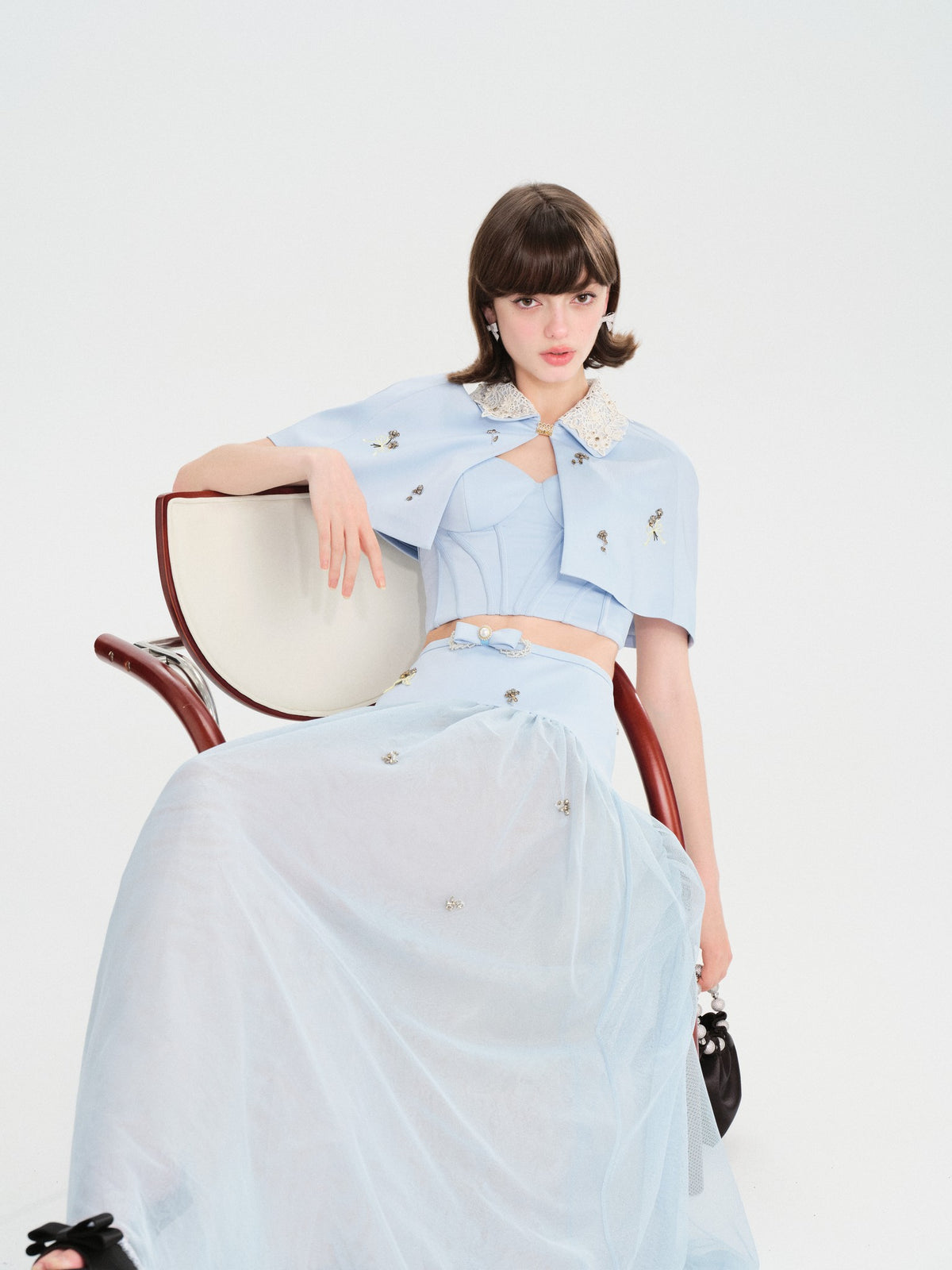 Rue Cambon Blue Bow Socialite Skirt lookbook