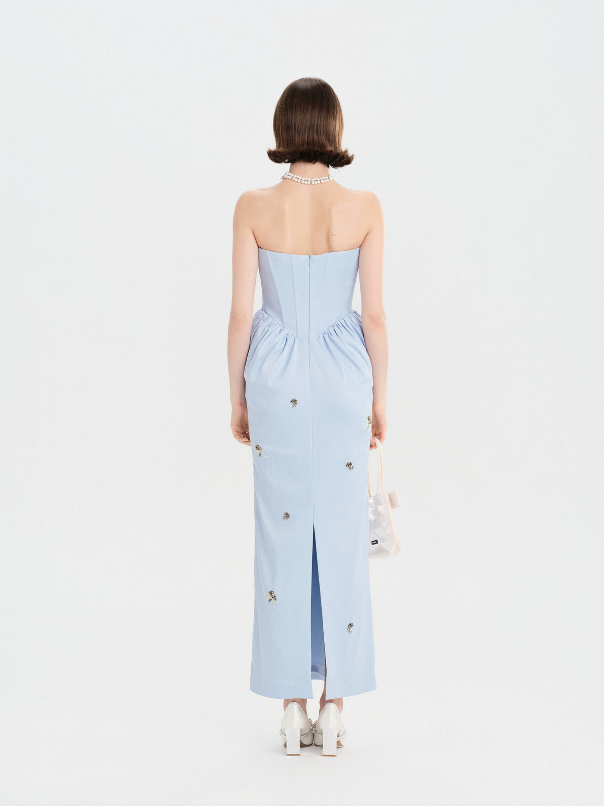 Pearl Wonderland Embroidered Bow Tube Dress side profile