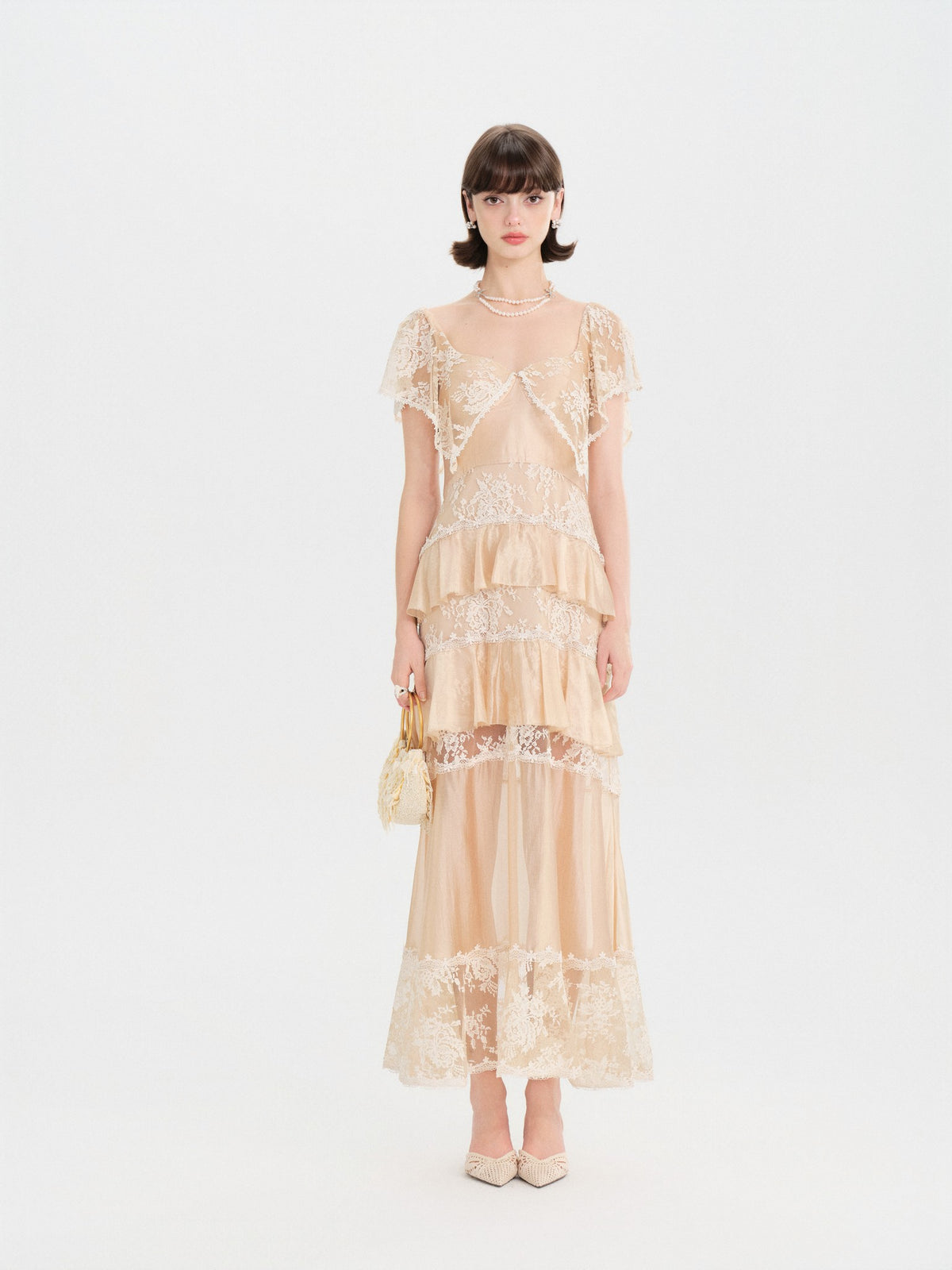 Riviera Lace Waist Slip Maxi Dress front detail