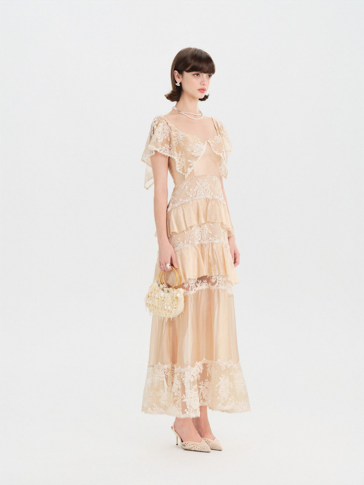 Riviera Lace Waist Slip Maxi Dress fabric close-up