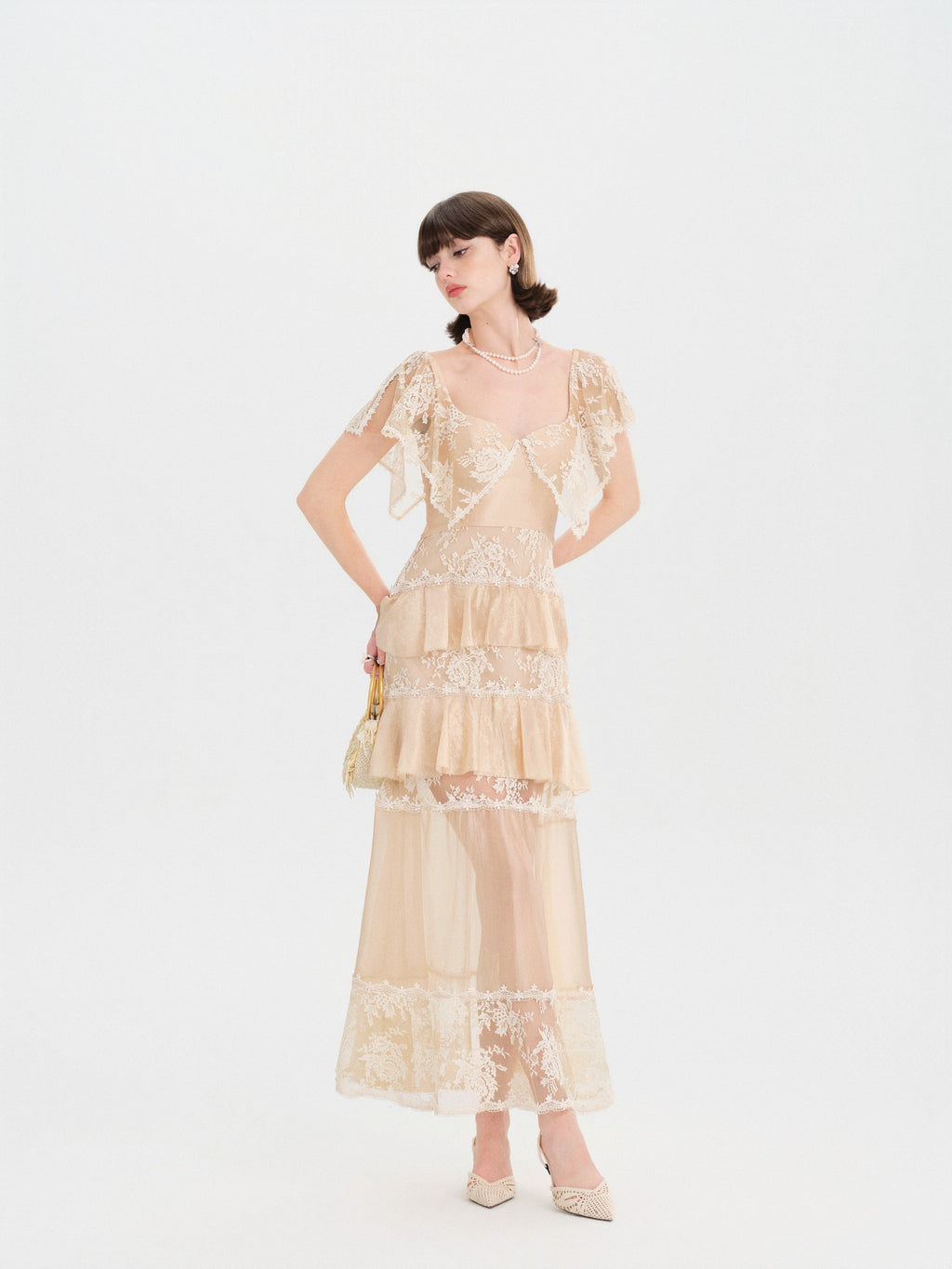 Riviera Lace Waist Slip Maxi Dress full body