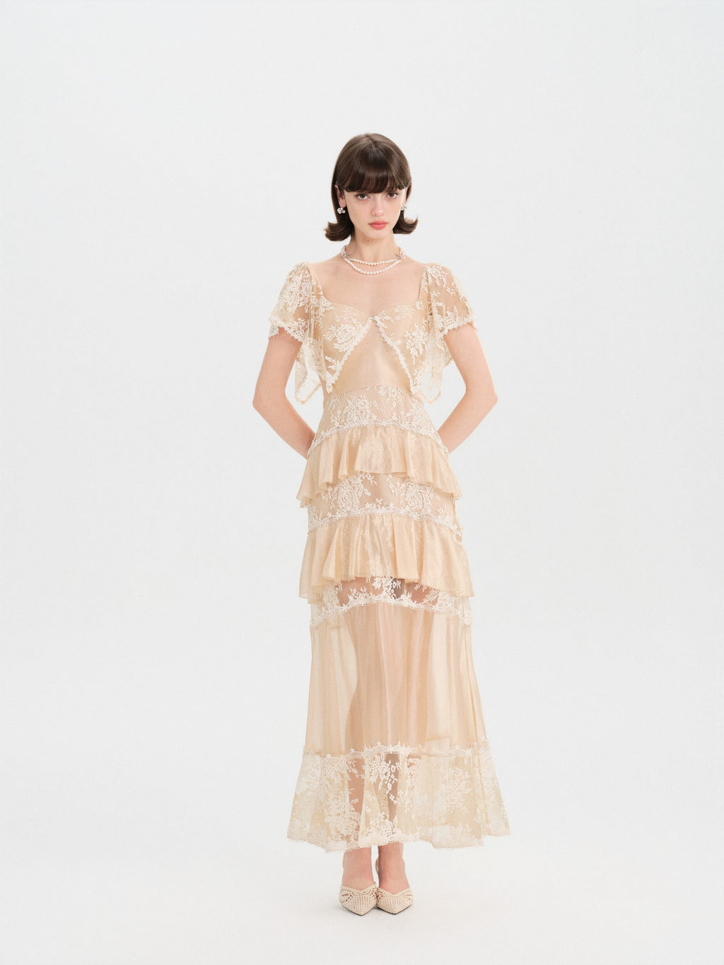 Riviera Lace Waist Slip Maxi Dress detail shot