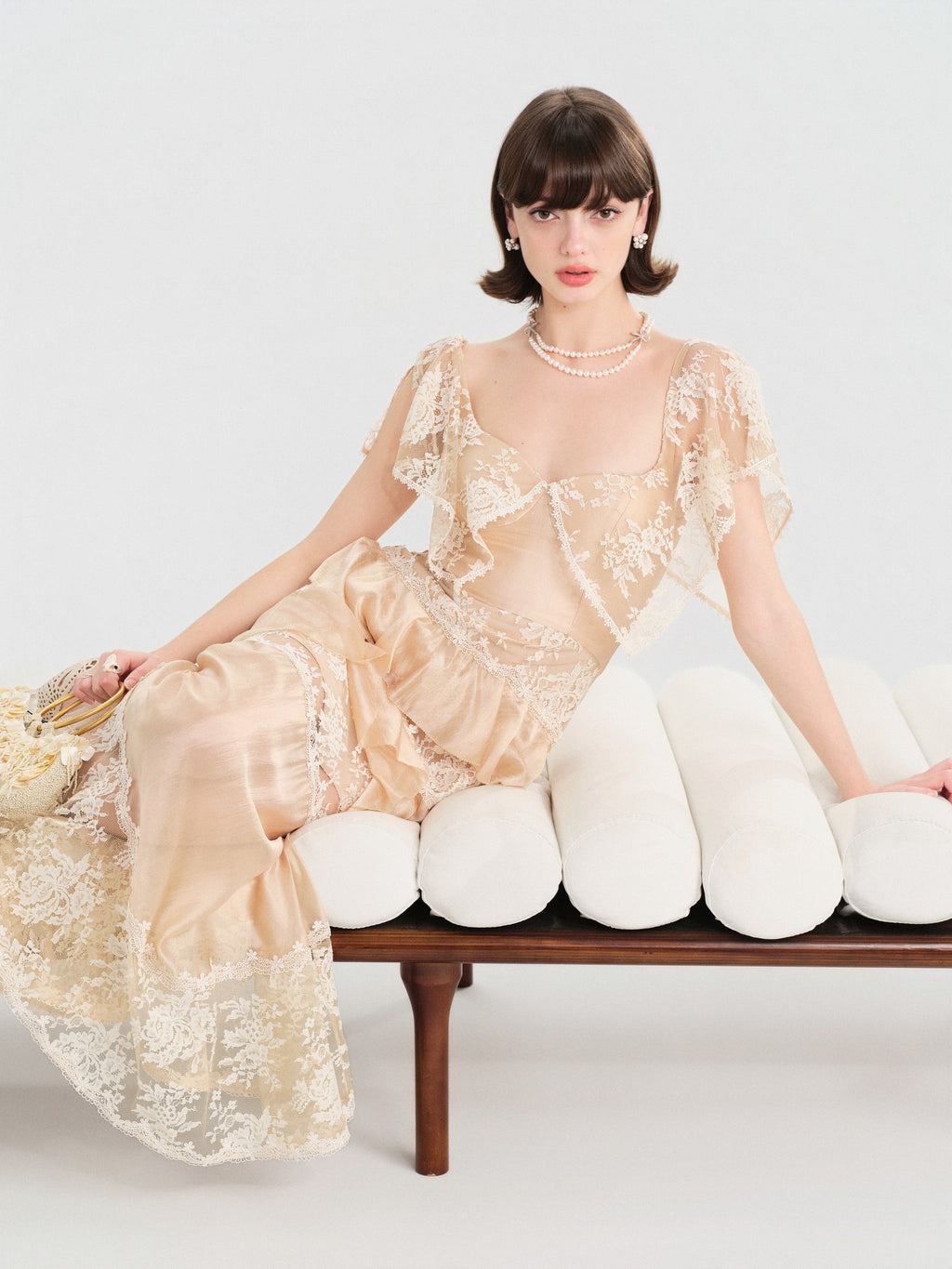 Riviera Lace Waist Slip Maxi Dress neckline detail
