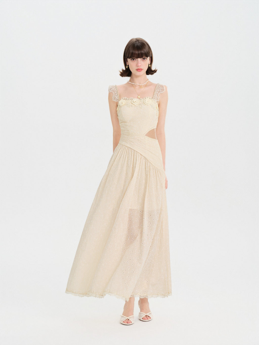 Riviera French Asymmetric Cutout Midi Dress back view