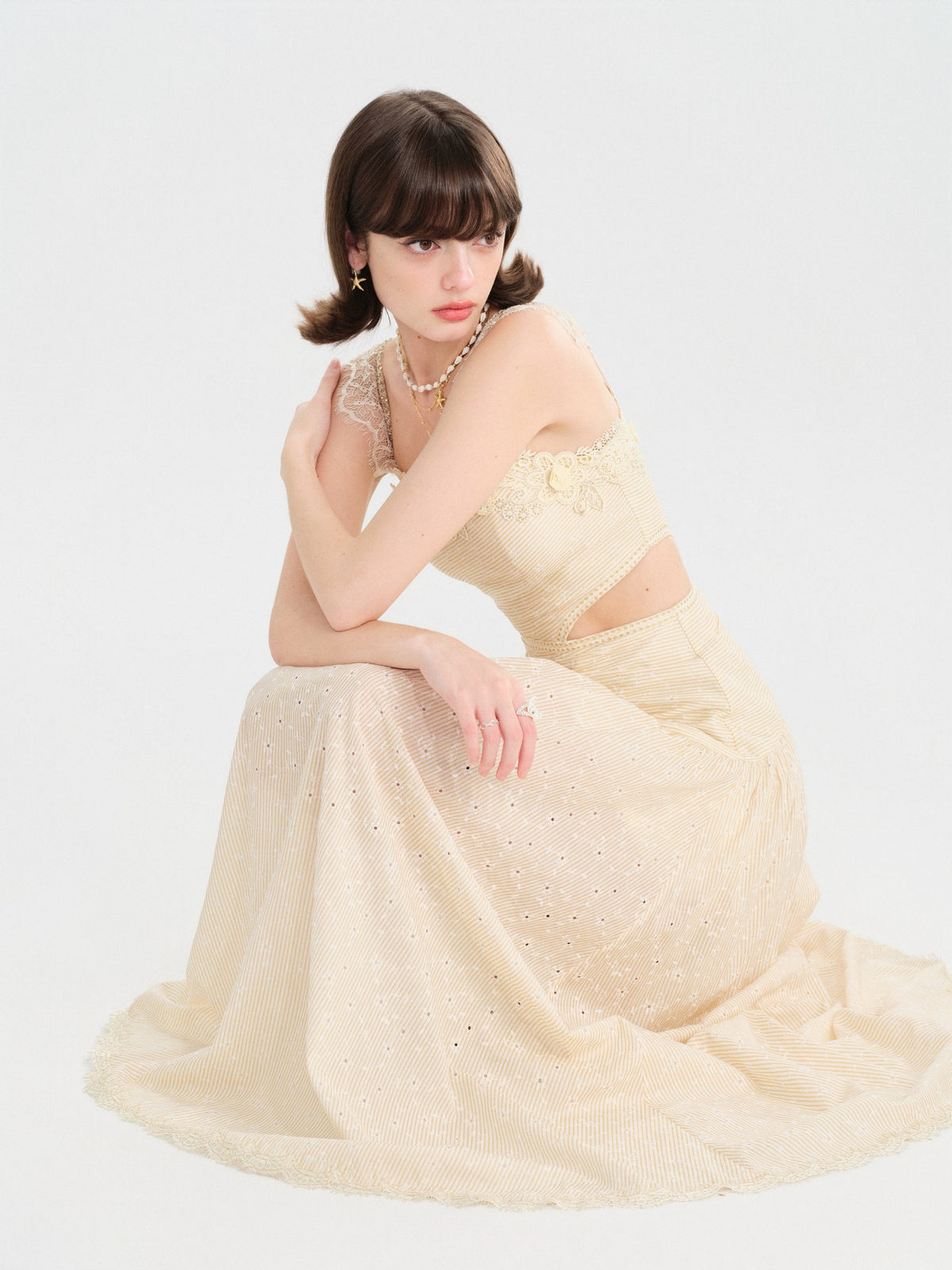 Riviera French Asymmetric Cutout Midi Dress back detail