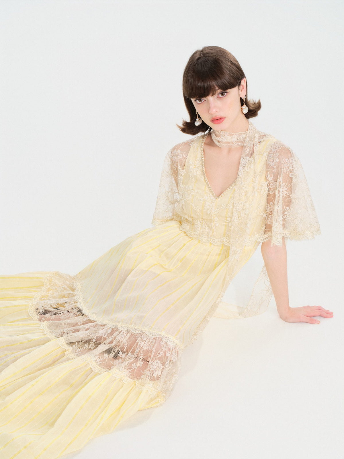 Riviera Lace Cape Illusion Maxi Dress accessory detail
