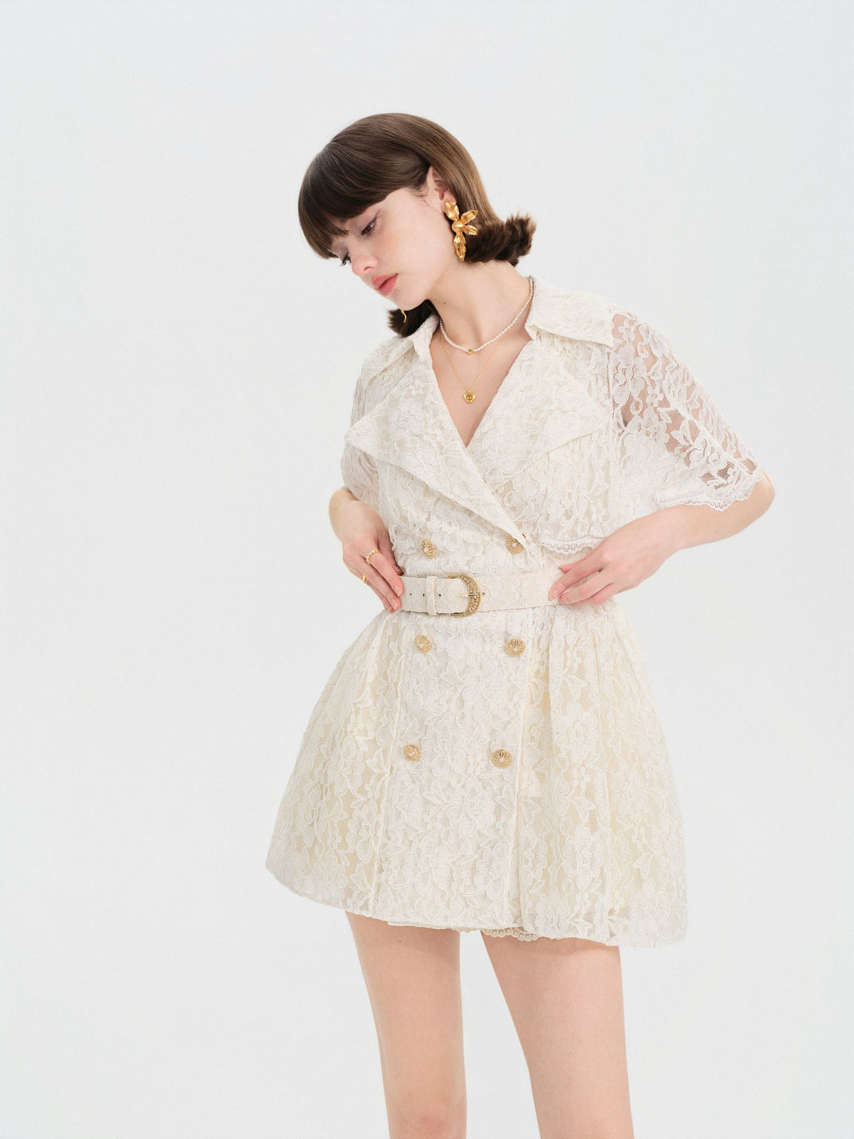Mayfair Lace Belted Trench Dress lookbook