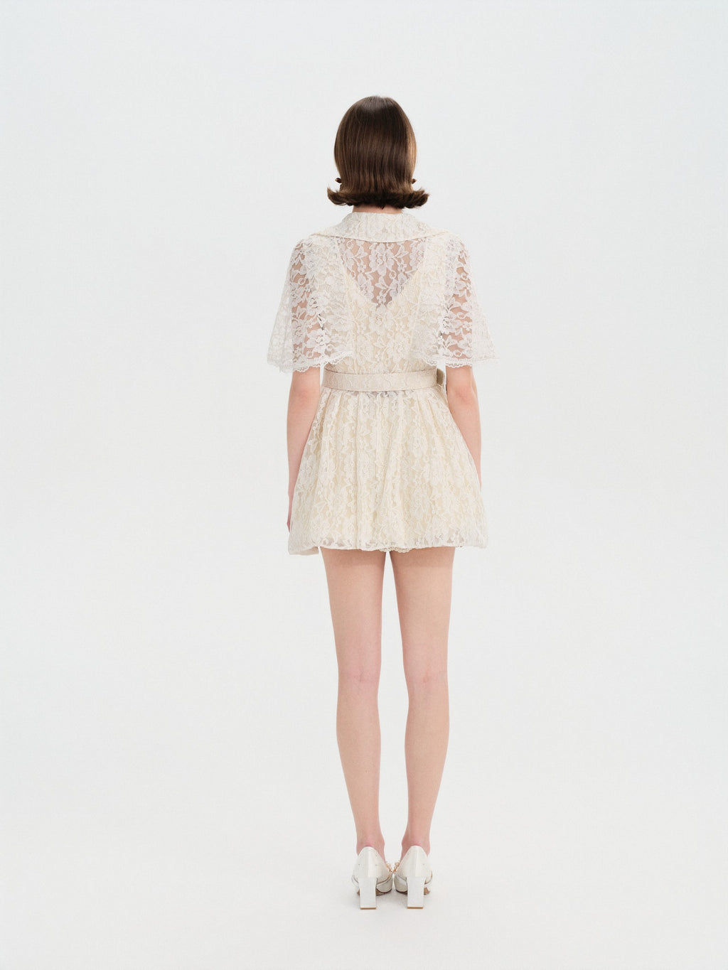 Mayfair Lace Belted Trench Dress back detail