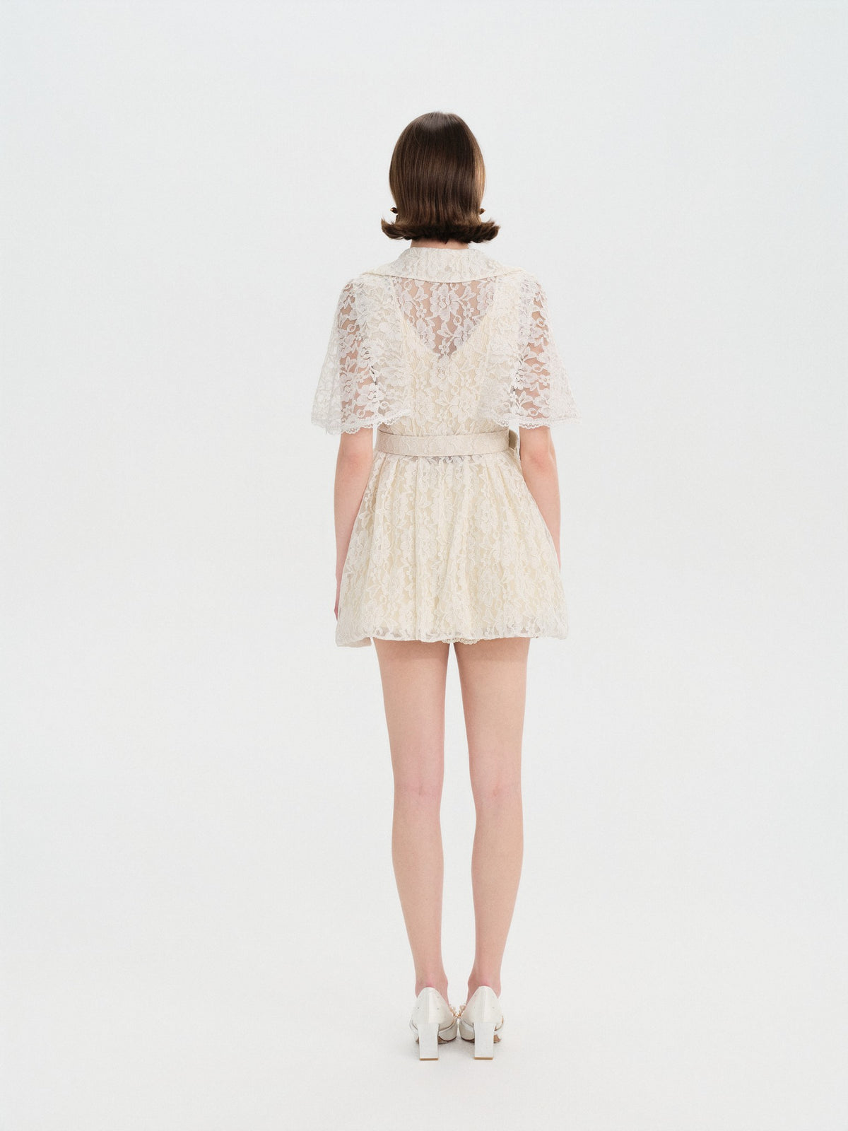 Mayfair Lace Belted Trench Dress back detail