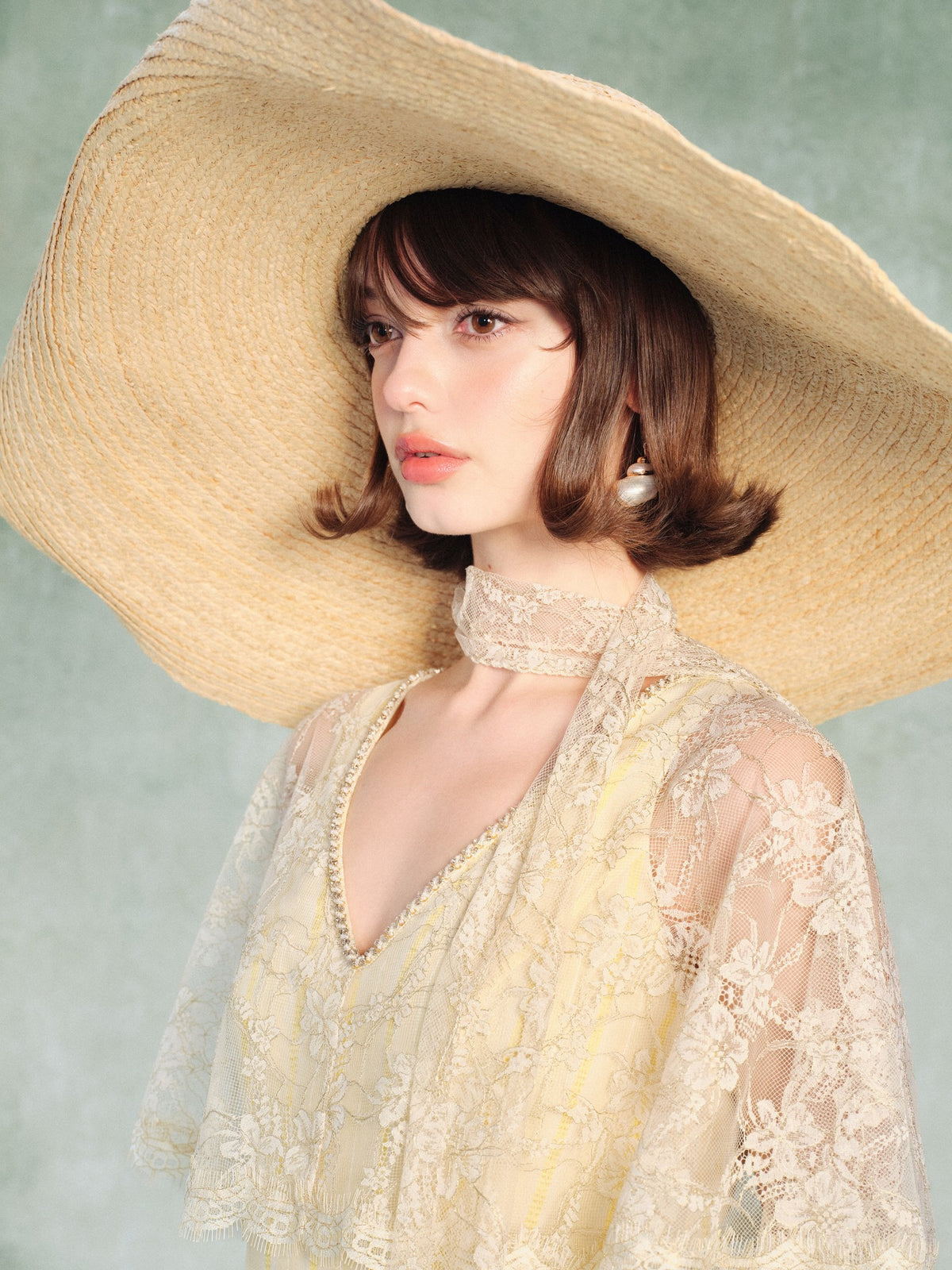 Riviera Lace Cape Illusion Maxi Dress detail shot
