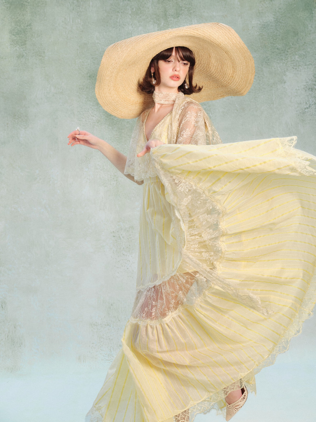 Riviera Lace Cape Illusion Maxi Dress back detail