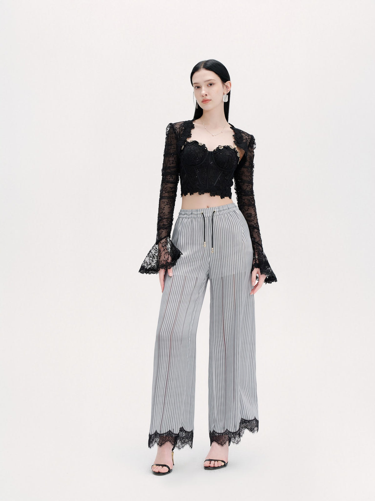 Riviera Embroidered Lace Shrug Capelet full look