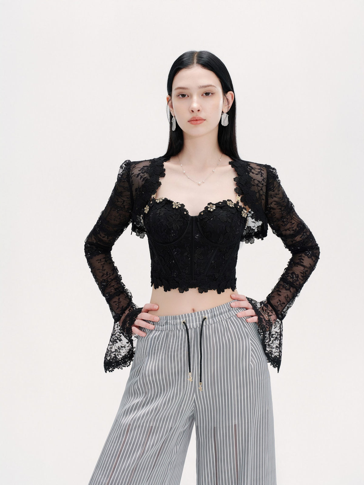 Riviera Embroidered Lace Shrug Capelet back view