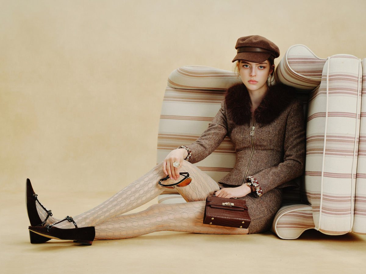 Rue Cambon Brown Fur-Collar Hourglass Jacket lookbook