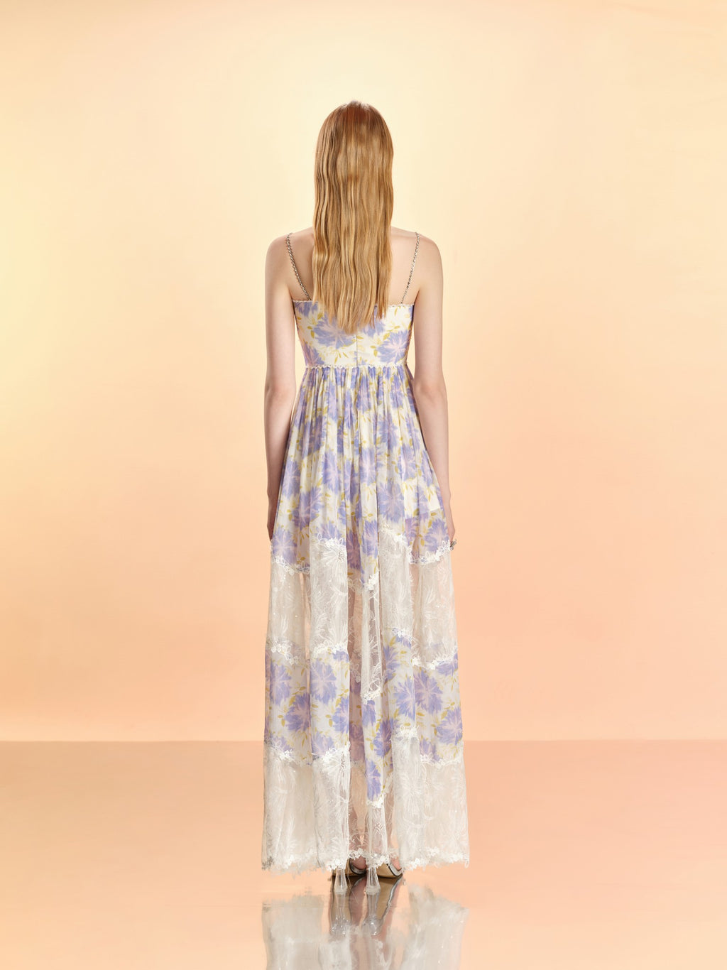 Riviera Silk Print Spliced Bustier Midi Dress bustier detail