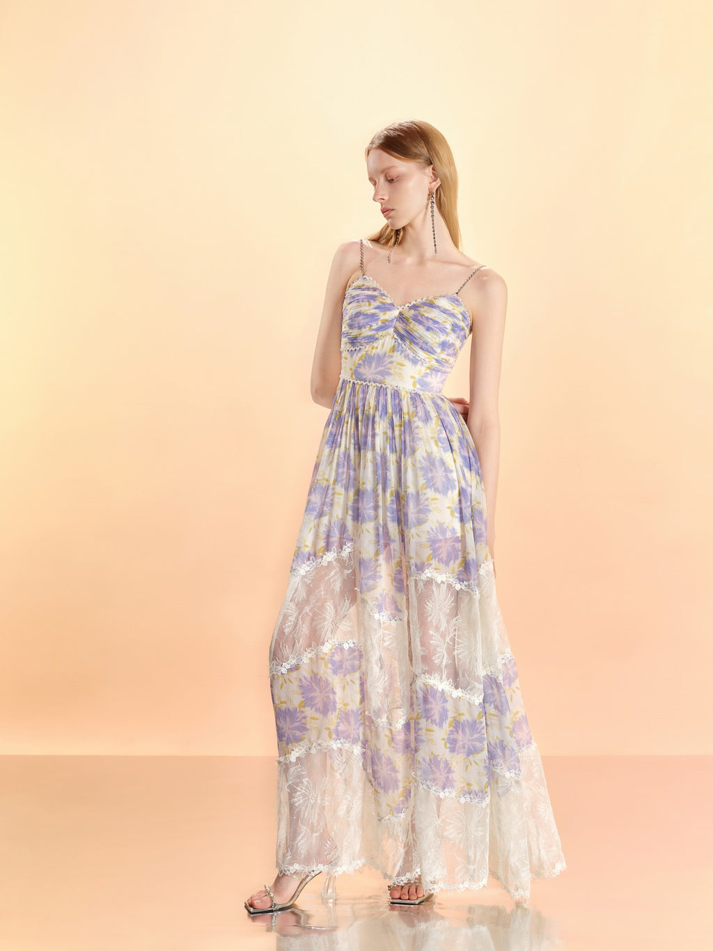 Riviera Silk Print Spliced Bustier Midi Dress look 21