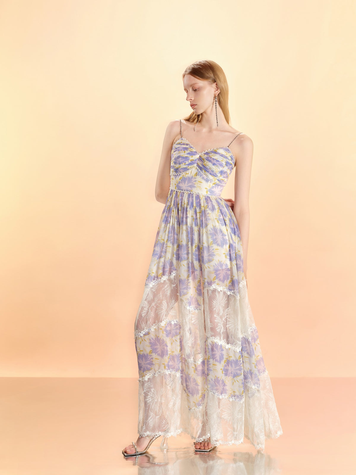 Riviera Silk Print Spliced Bustier Midi Dress look 21
