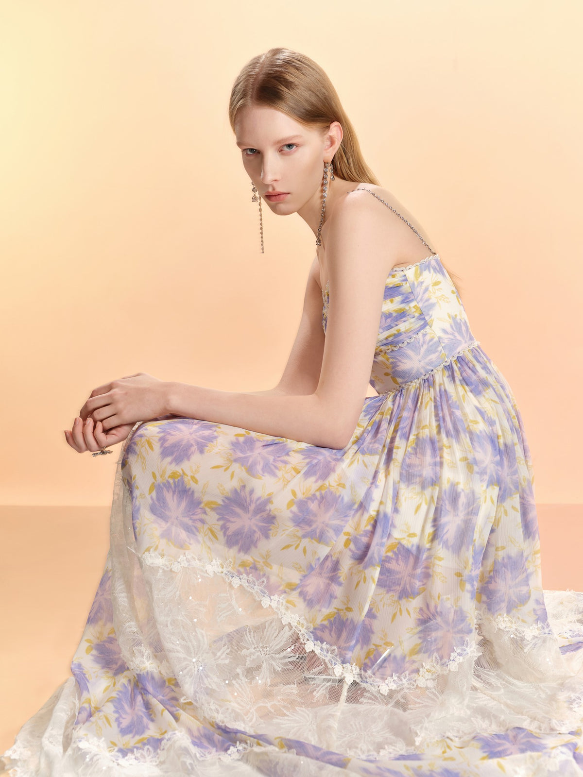 Riviera Silk Print Spliced Bustier Midi Dress look 24