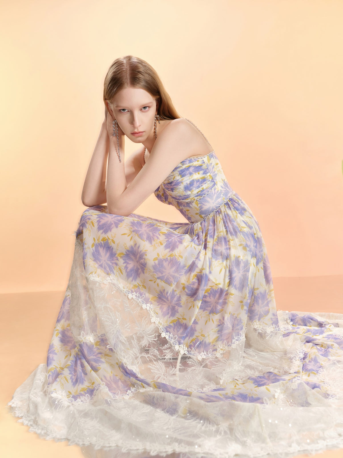 Riviera Silk Print Spliced Bustier Midi Dress look 27