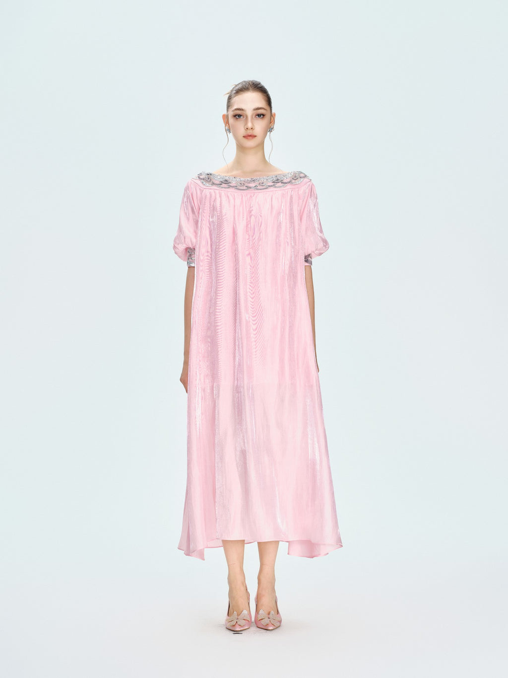 Rue Cambon Powder Pink Off-Shoulder Sequin Midi Dress lookbook cover