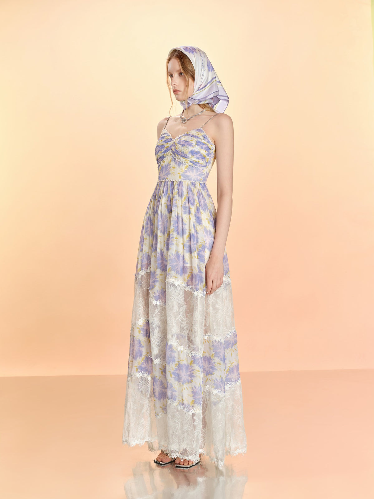 Riviera Silk Print Spliced Bustier Midi Dress look 40