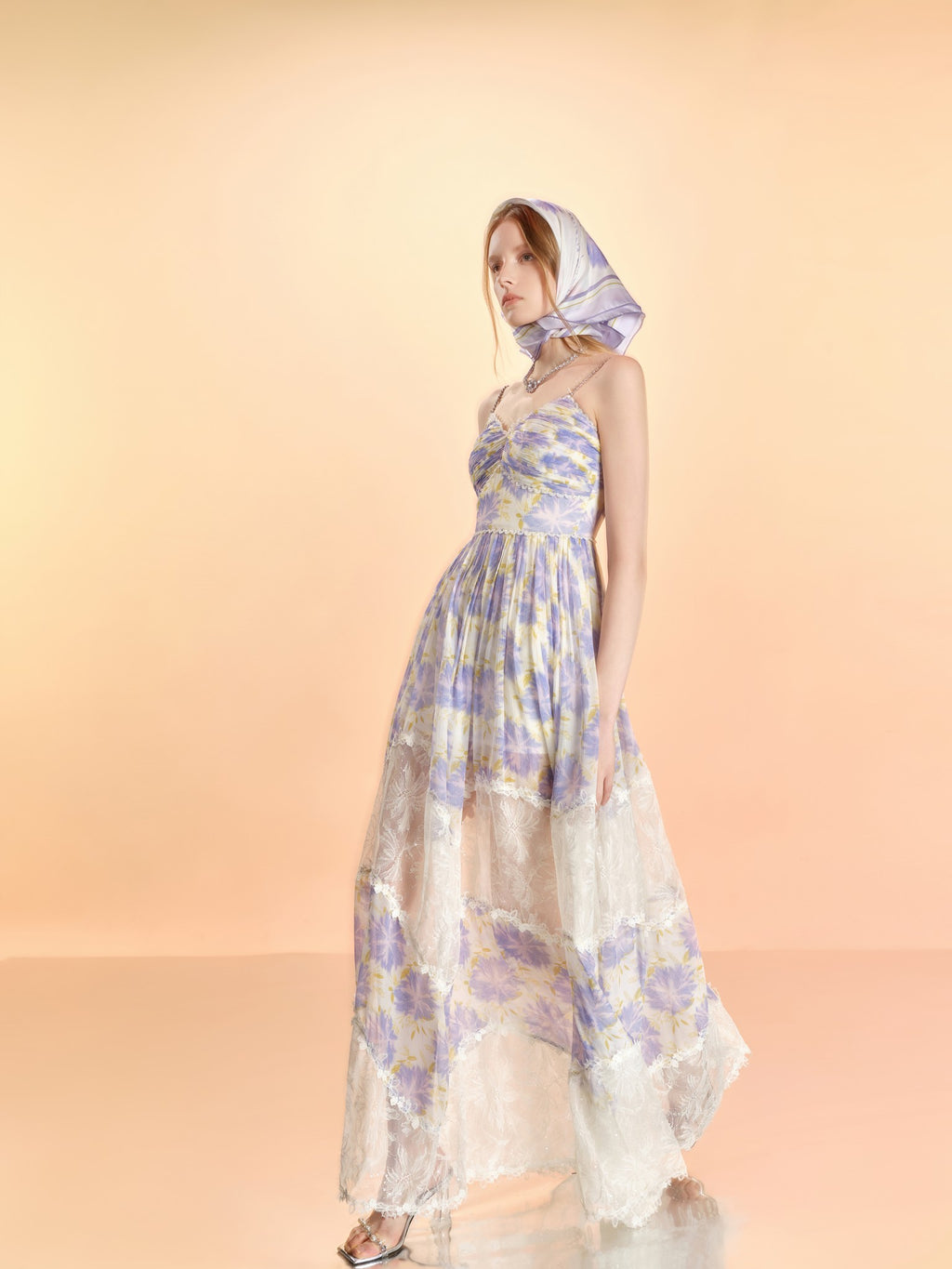 Riviera Silk Print Spliced Bustier Midi Dress look 41