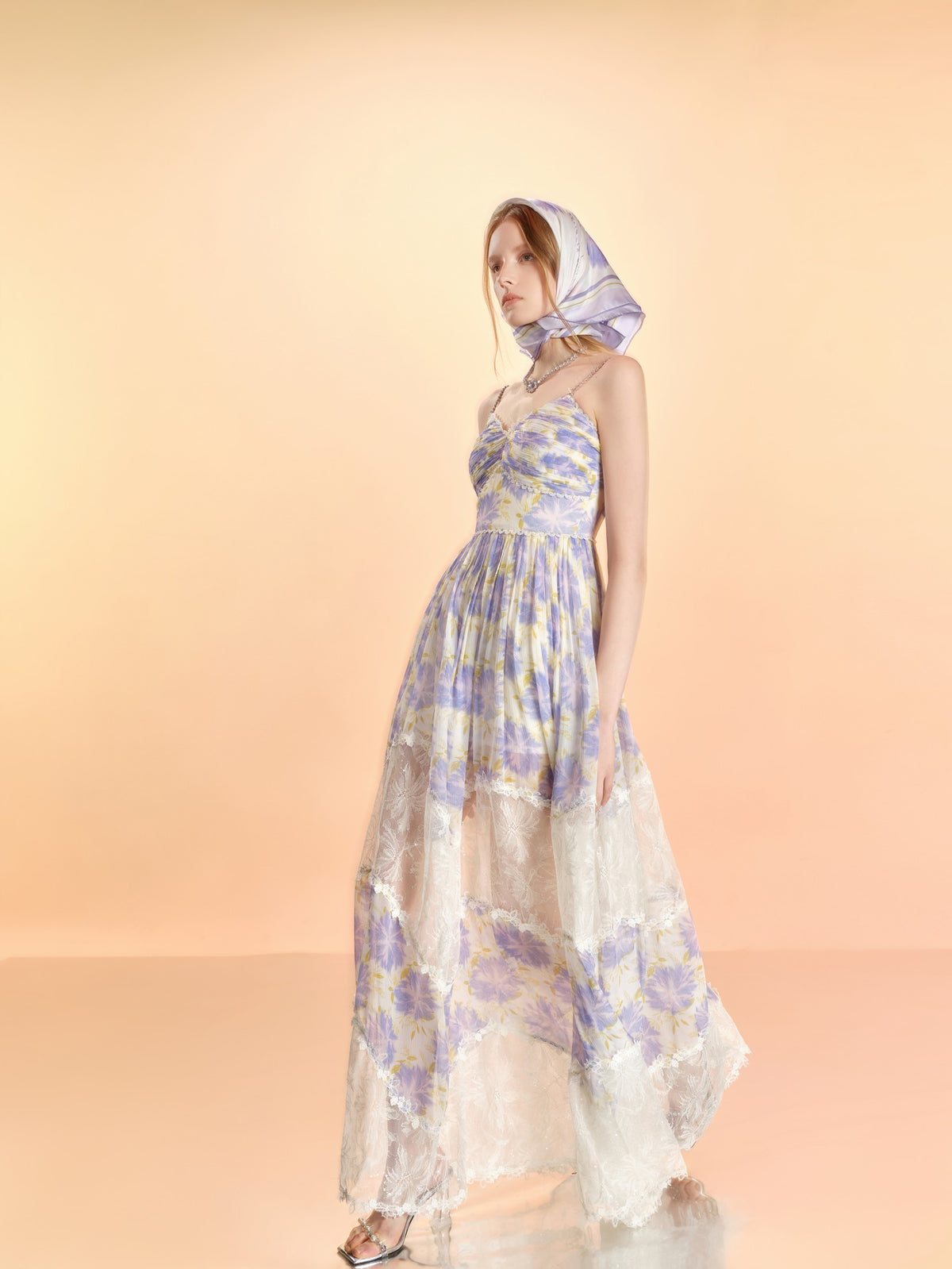 Riviera Silk Print Spliced Bustier Midi Dress look 41