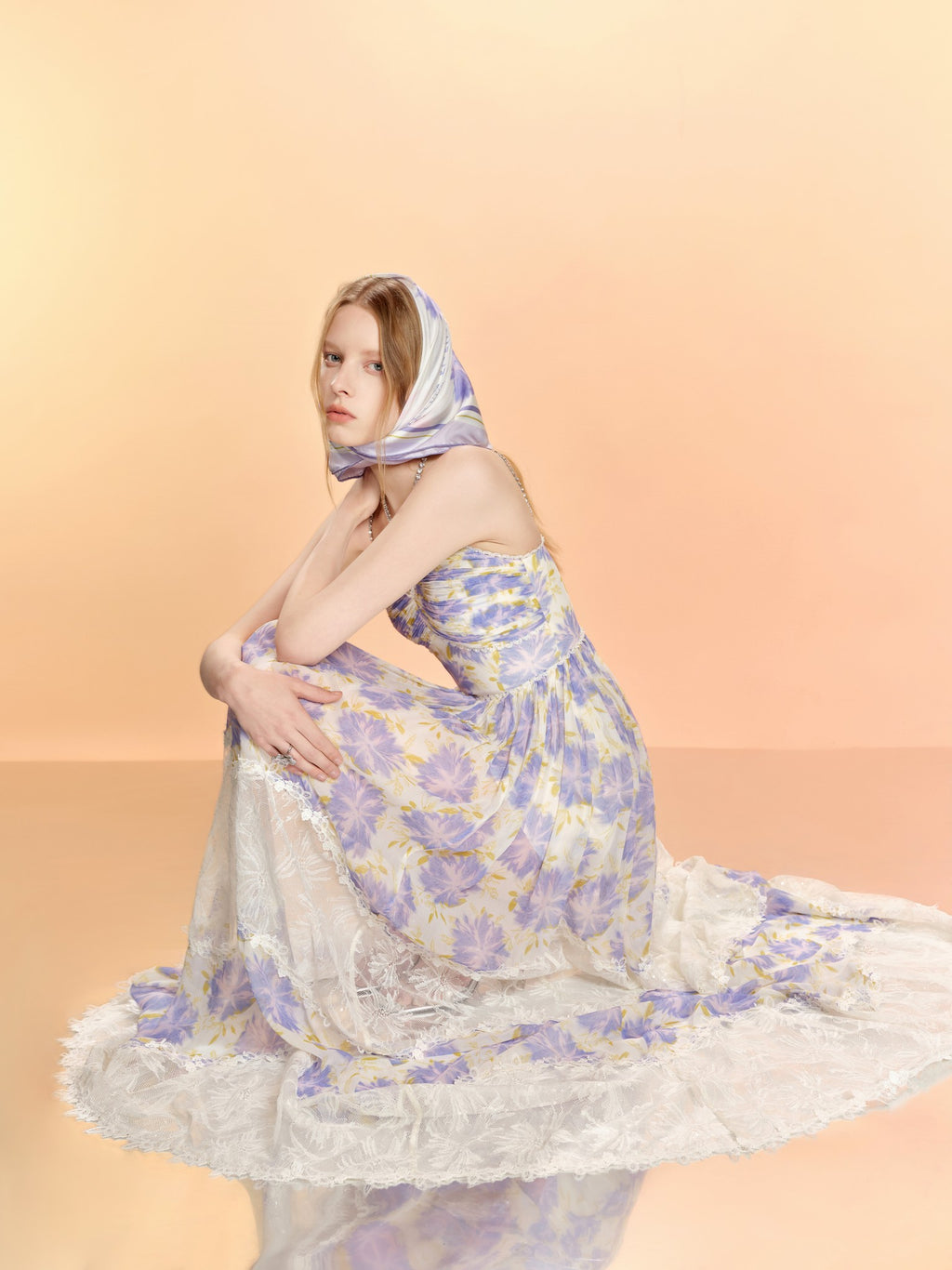 Riviera Silk Print Spliced Bustier Midi Dress look 42