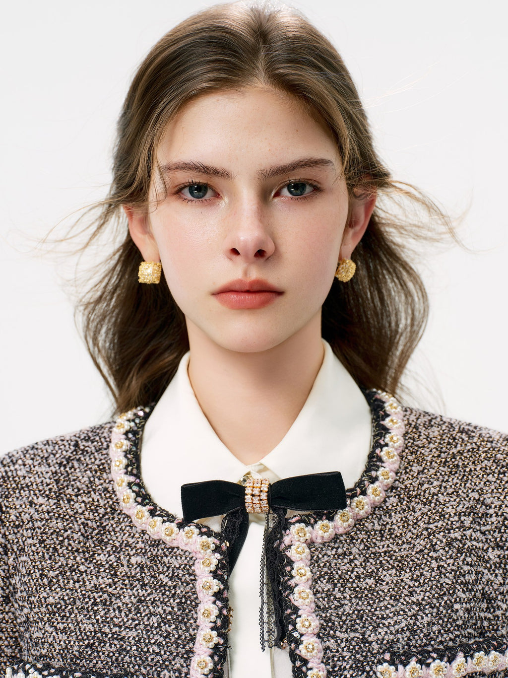 Rue Cambon Tweed Plaid Cropped Jacket back view
