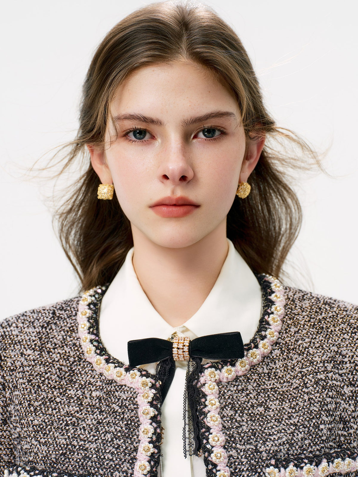 Rue Cambon Tweed Plaid Cropped Jacket back view