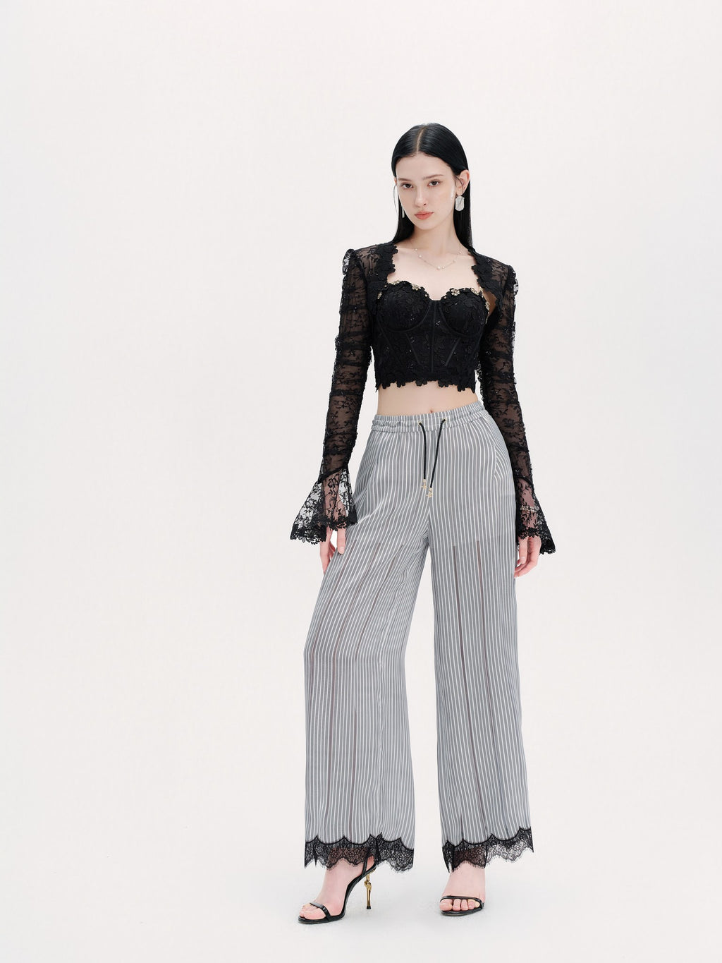 Riviera Embroidered Lace Shrug Capelet front detail