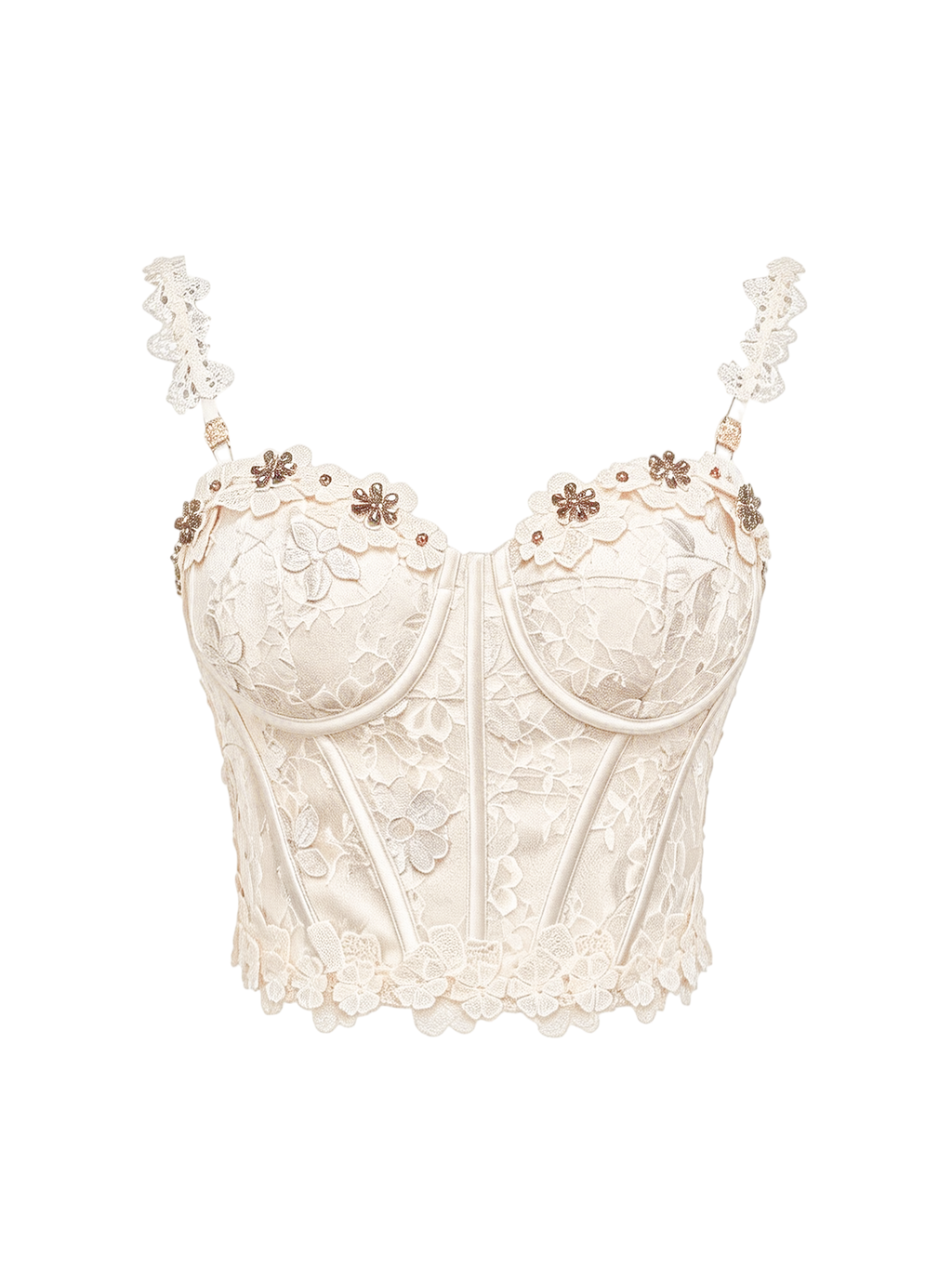 Riviera Boned Lace Bustier Top white background