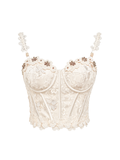 Riviera Boned Lace Bustier Top white background