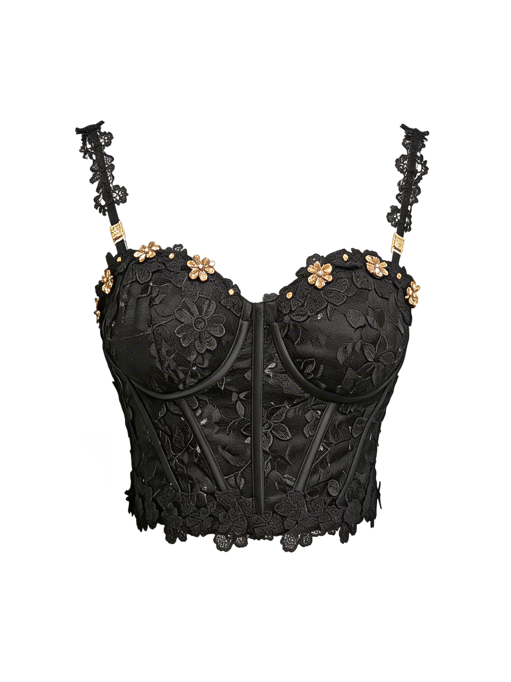 Riviera Boned Lace Bustier Top white background