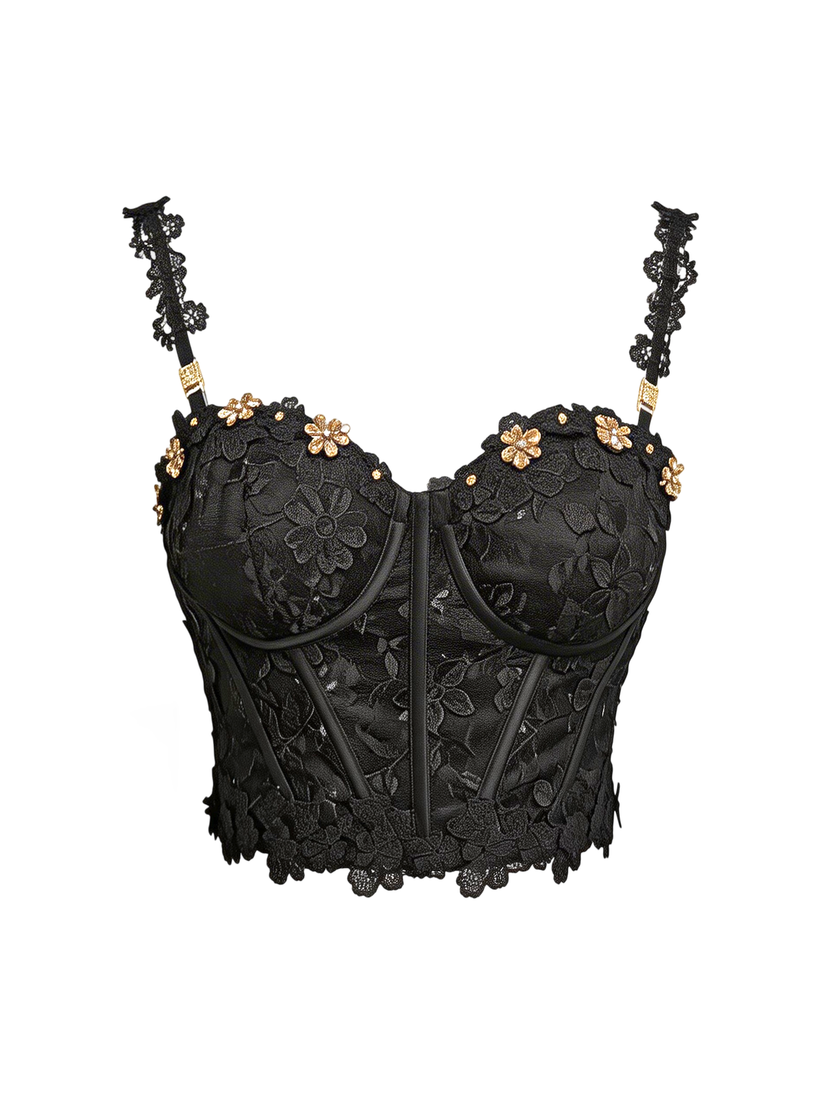 Riviera Boned Lace Bustier Top white background