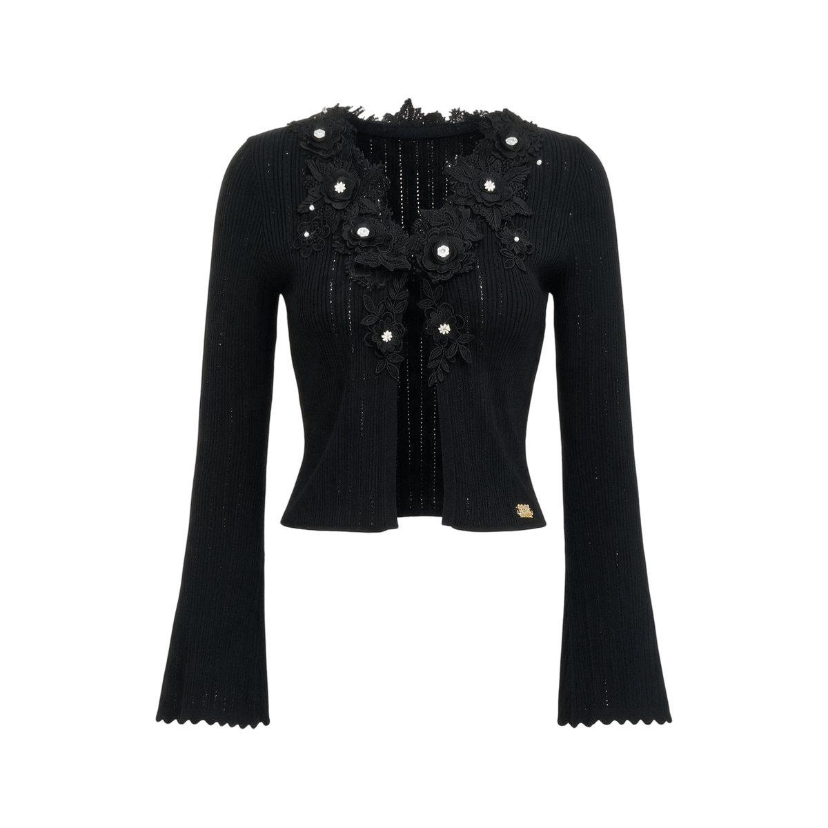 Pearl Wonderland 3D Embroidery Beaded Knit Cardigan