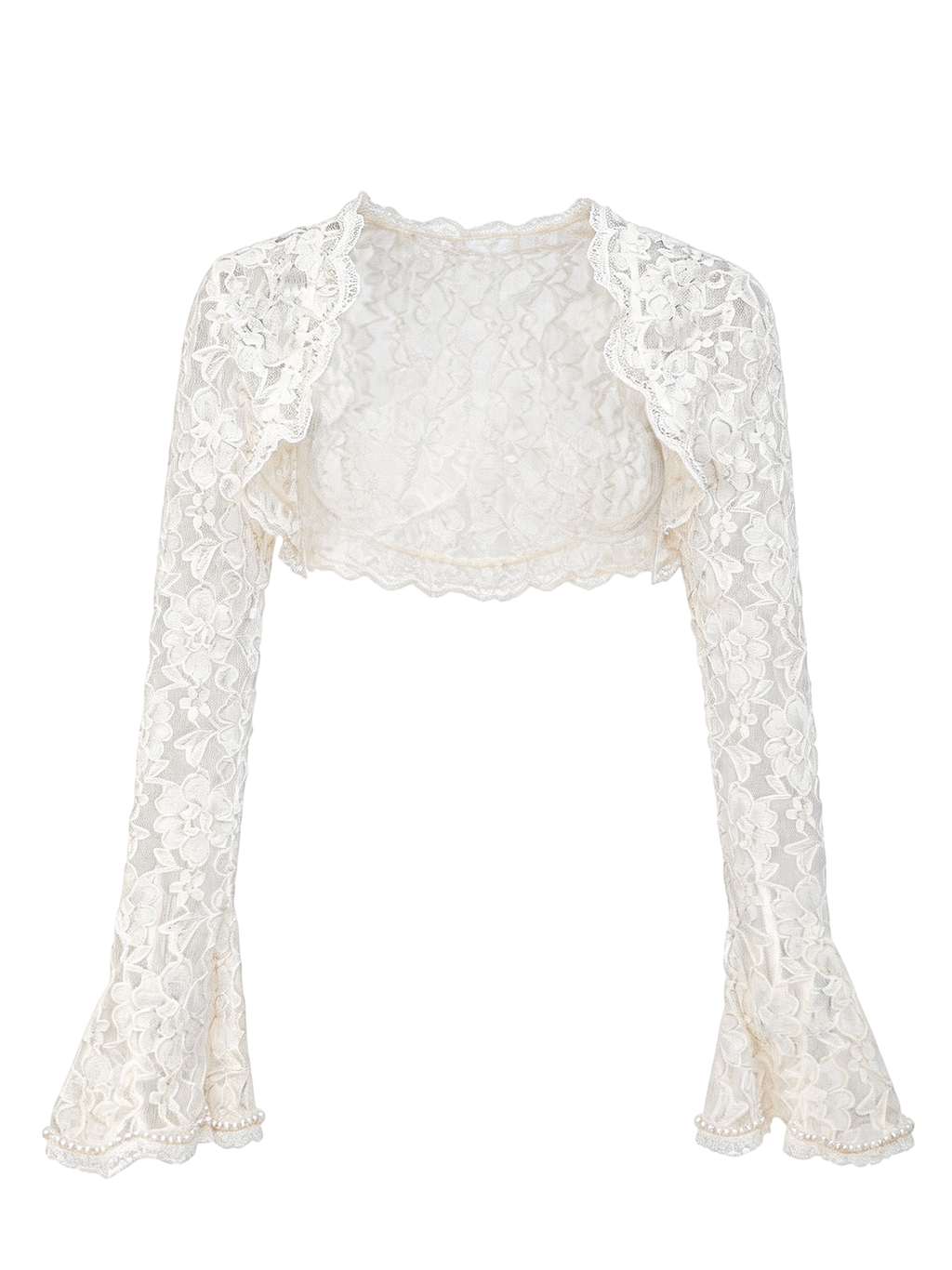 Morning Muse Cropped Lace Cardigan white background