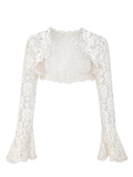 Morning Muse Cropped Lace Cardigan white background