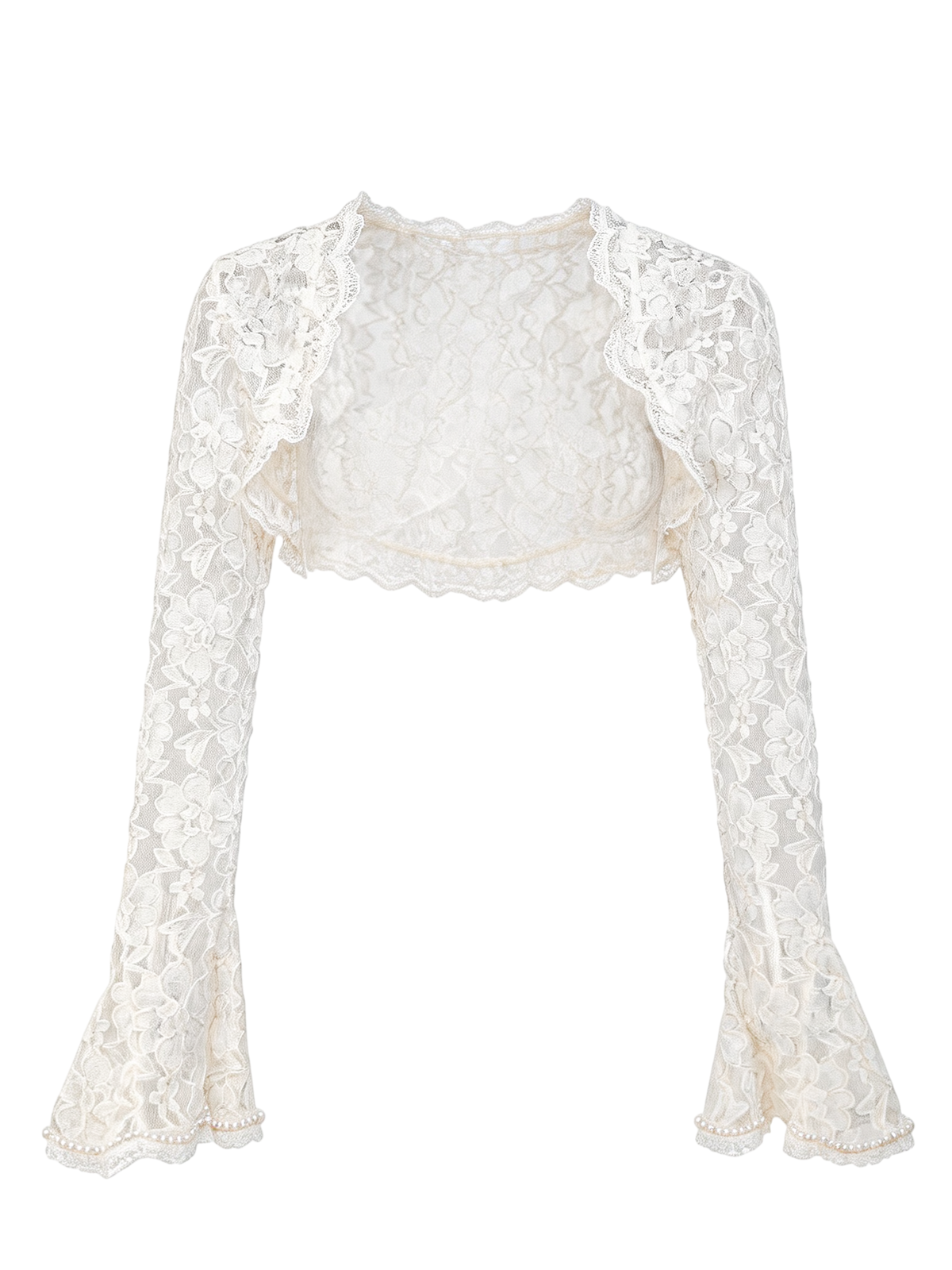 Morning Muse Cropped Lace Cardigan white background