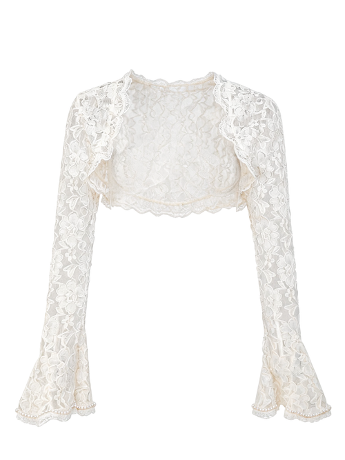 Morning Muse Cropped Lace Cardigan white background