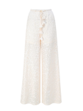 Riviera Textured Print Wide-Leg Pants white background