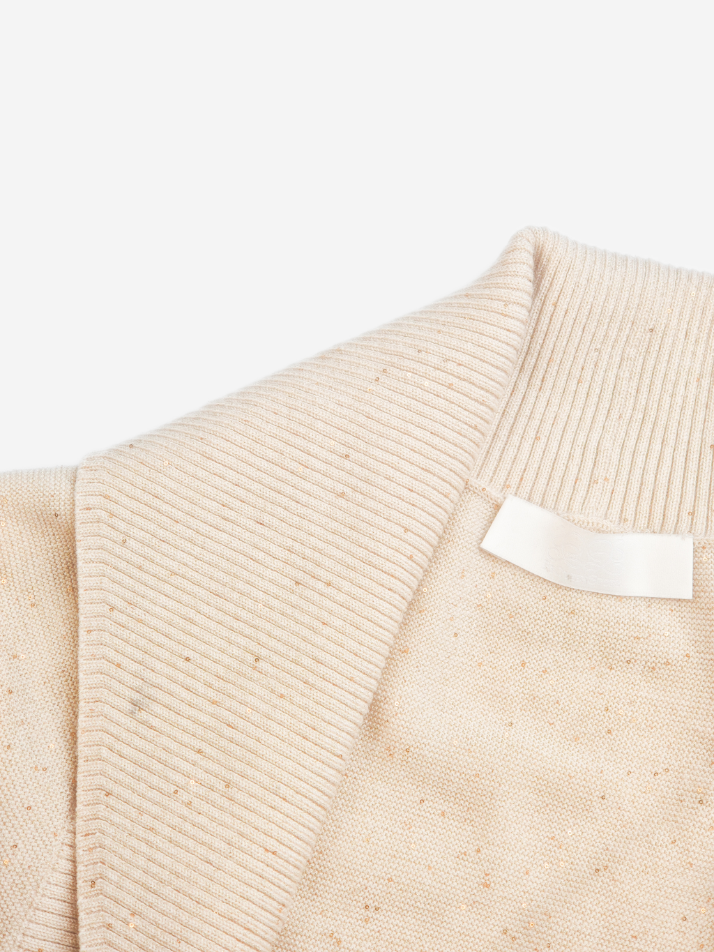 Pearl Wonderland Sequin Knit Cardigan white background
