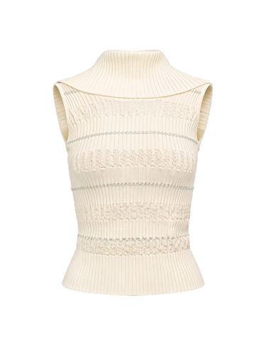 Pearl Wonderland Off-Shoulder Wool Top white colorway white background