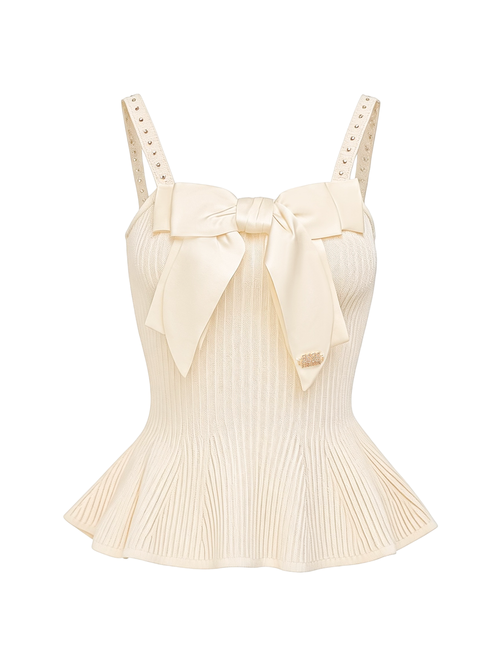 Pearl Wonderland Bow Camisole Top white background