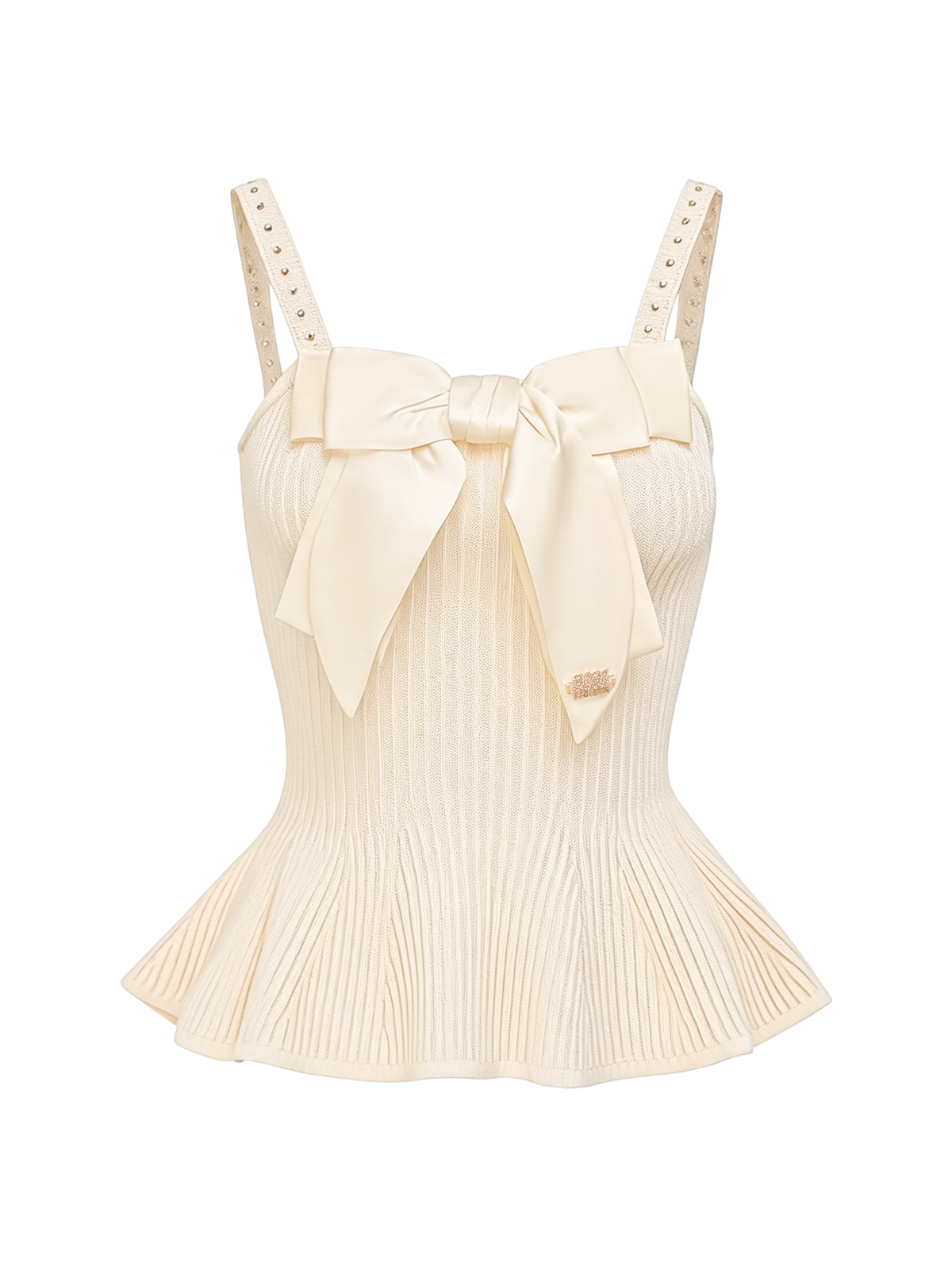 Pearl Wonderland Bow Camisole Top white background