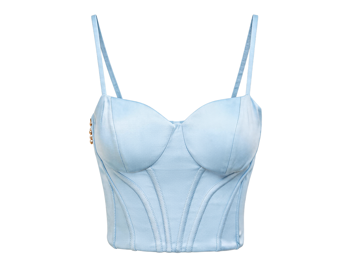 Sunset Bloom Blue Cropped Cutout Camisole white background
