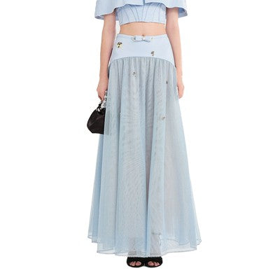 Rue Cambon Blue Bow Socialite Skirt full look